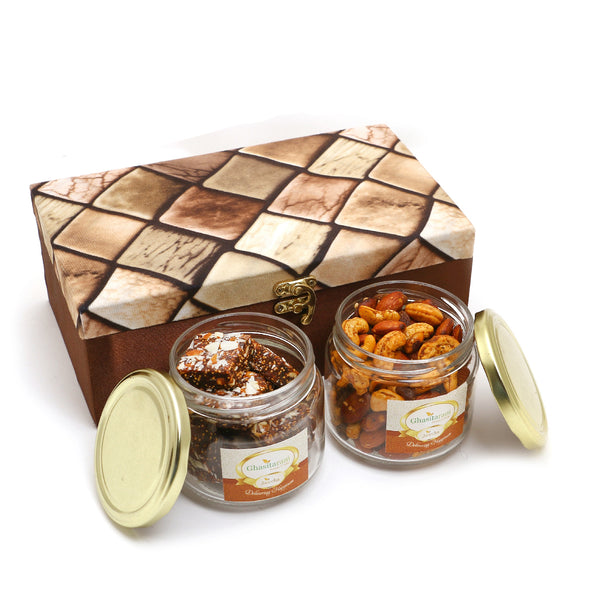 Diwali Gifts-Miracle Box of 2 Jars Of Sugarfree Bites and Mix Dryfruits