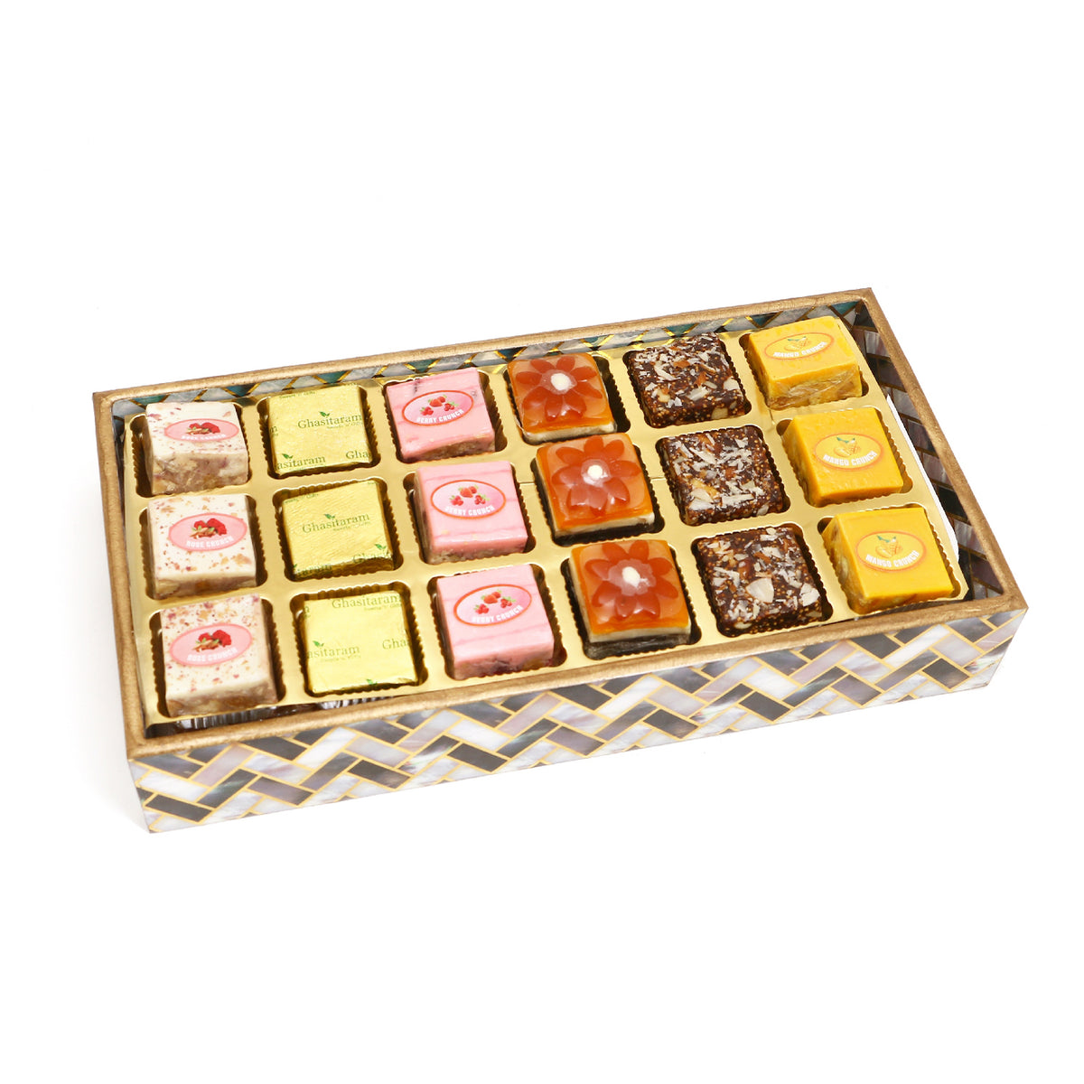 Diwali Gifts-Printed Blue Tray of Assorted Bites
