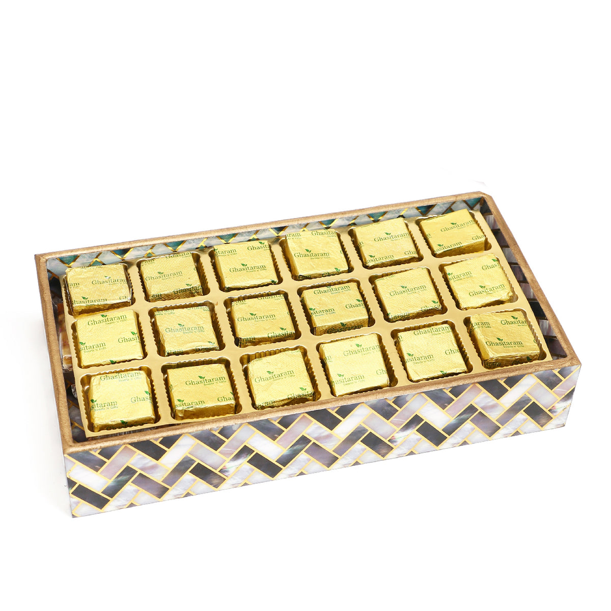 Diwali Gifts-Printed Blue Tray of Mewa Bites