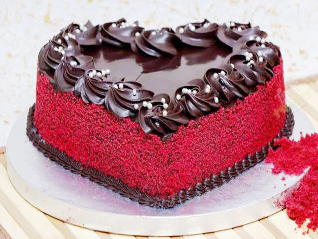Eggless Red Velvet Heart Chocolate Truffle Cake 500 gms