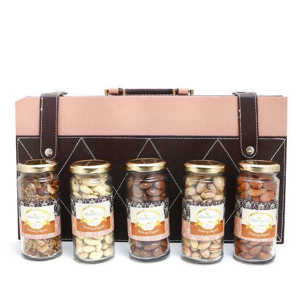 Diwali Gifts-Signature Wooden Box wooden with 5 Assortments Variation