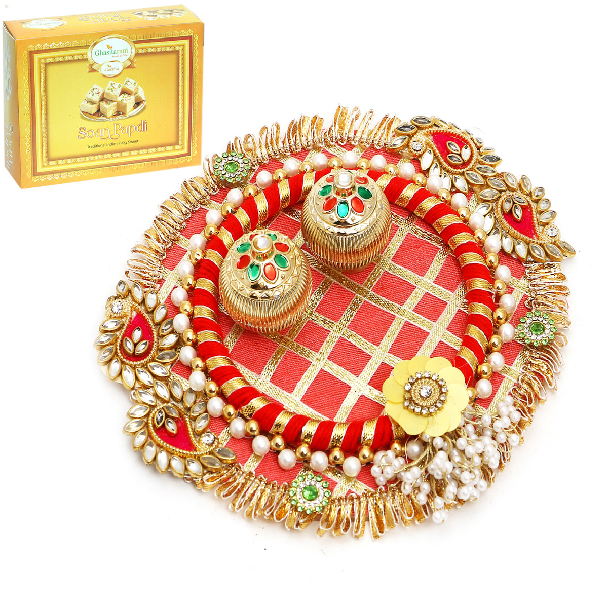 V-171 Pooja Thali with 400 gms of Soan Papdi