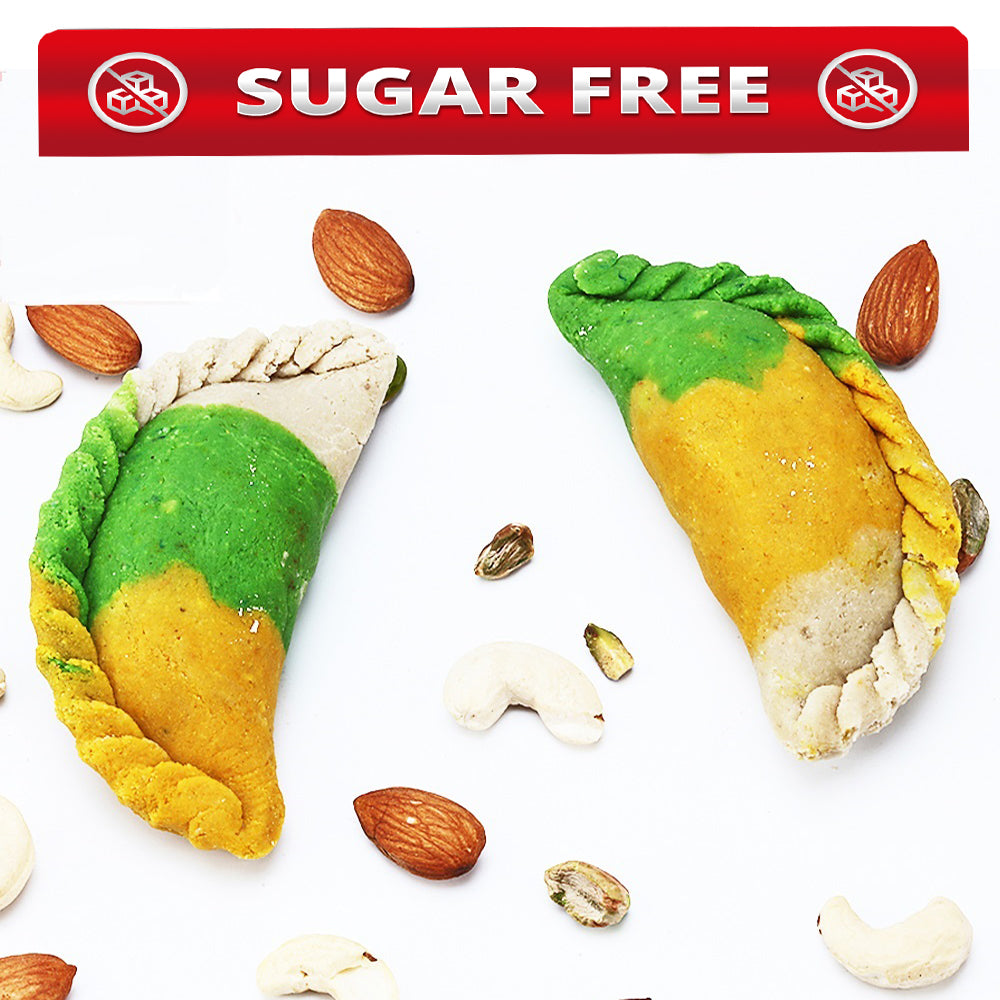 Holi Sweets-Ghasitaram's Sugarfree Kaju Tirangi Gujiya 800 gms