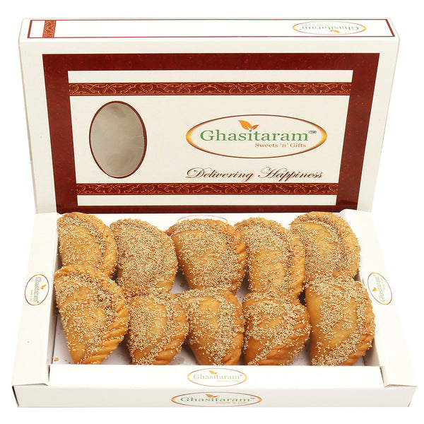 Holi Sweets| Holi Hampers| Holi Gifts-Ghasitaram's Roasted Khus Khus Gujiya 400 gms