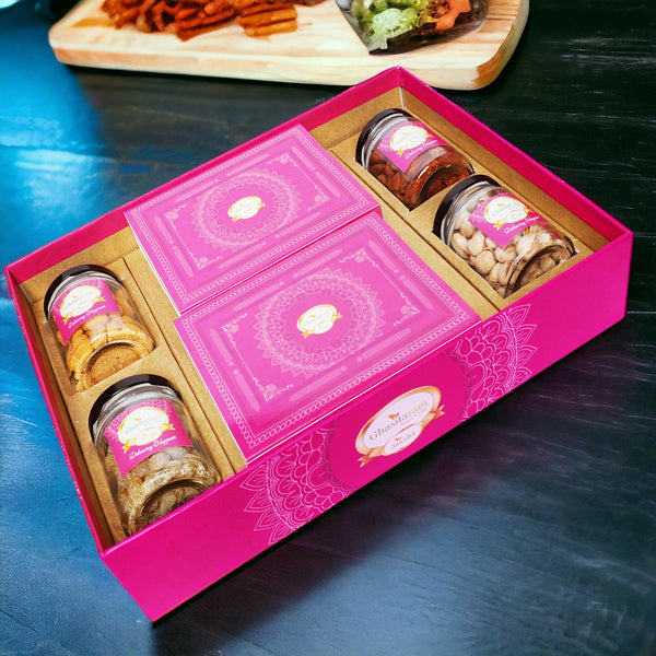 Holi Sweets| Holi Hampers| Holi Gifts Ghasitaram Big Hamper Tray of Assorted Gujiyas, Crunch Cashew, Paan Raisins, Peri Almonds and Pistachios