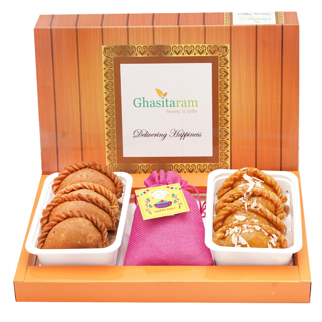 Assorted Box of Gujiyas, Dry Sweet Gujiyas and Thandai