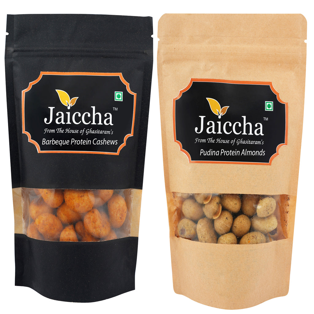 Pack of 2 Barbeque Cashews and Pudina Protein  Almonds 200 gms