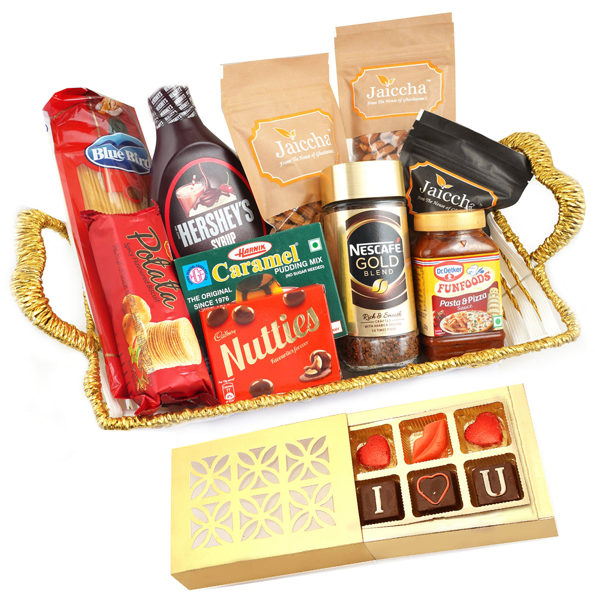 Valentine Gifts-Basket of 10 Goodies With Chocolate box