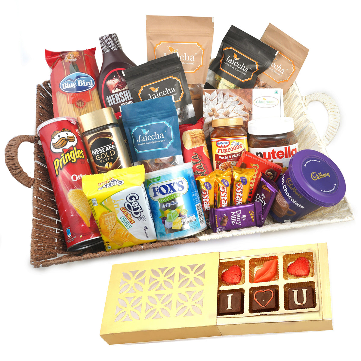 Valentine Gifts-Basket of 21 Goodies With Chocolate box