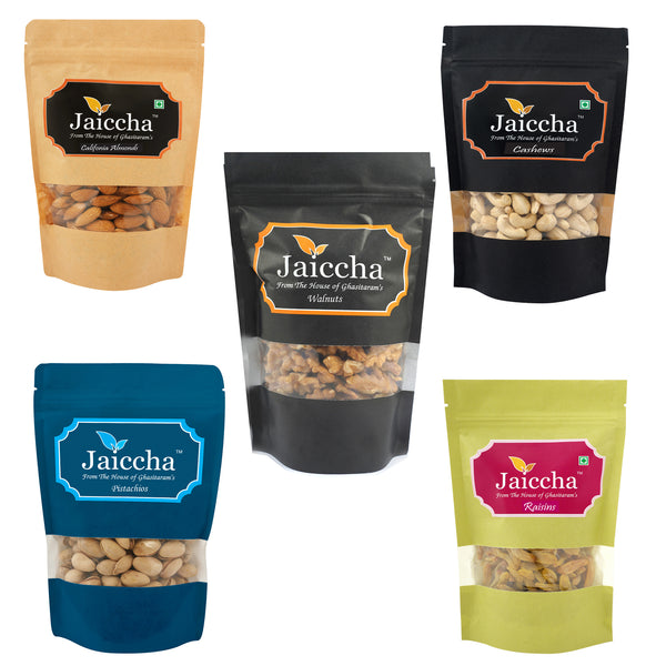 Best of 5 dryfruits Cashews, Almonds, Raisins, Pistachios and Walnuts