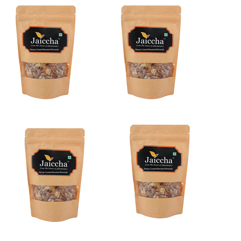 Honey Coated Roasted Almonds 200 gms  in Brown Paper Pouch
