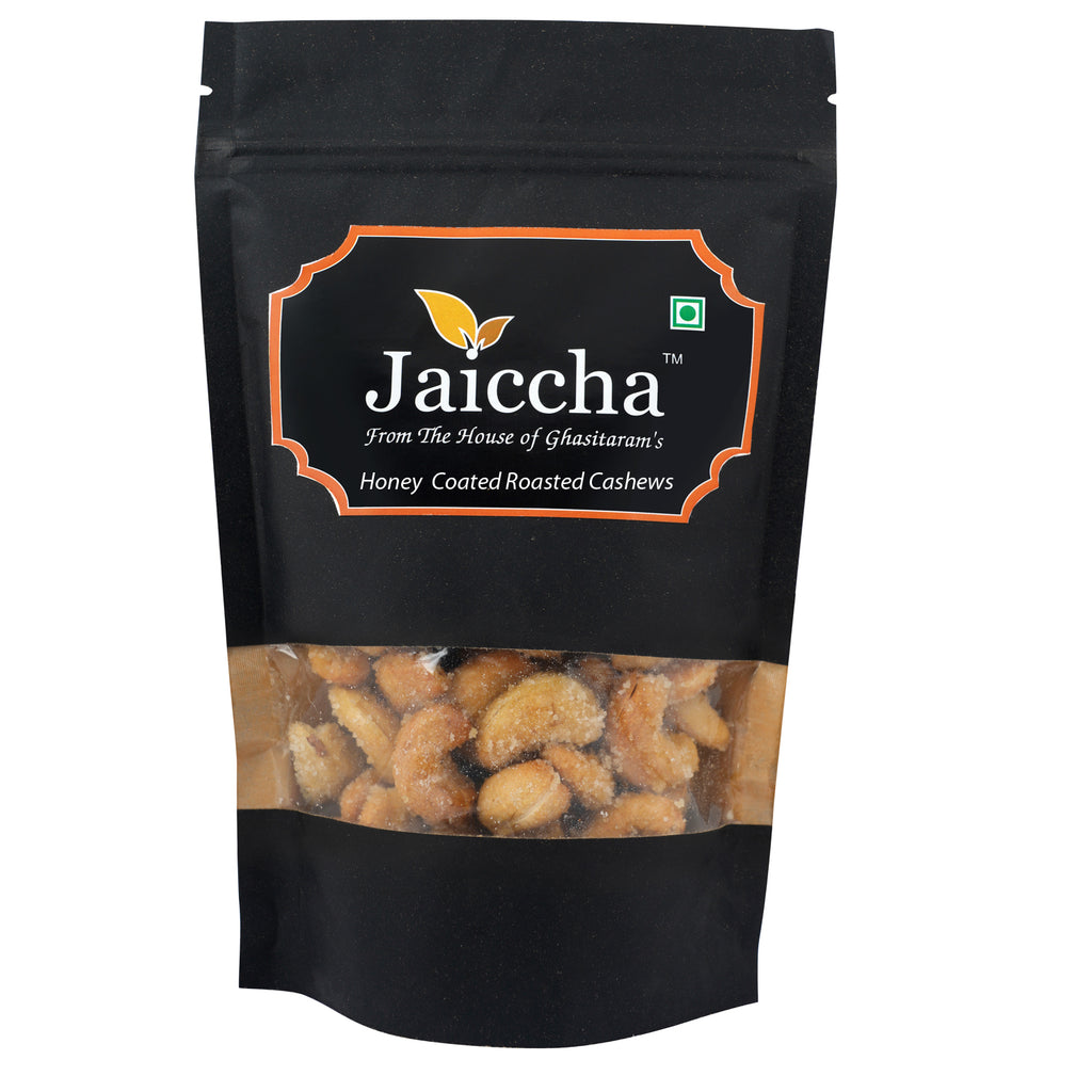 Honey Coated Roasted Cashews 800 gms in Black Paper Pouch