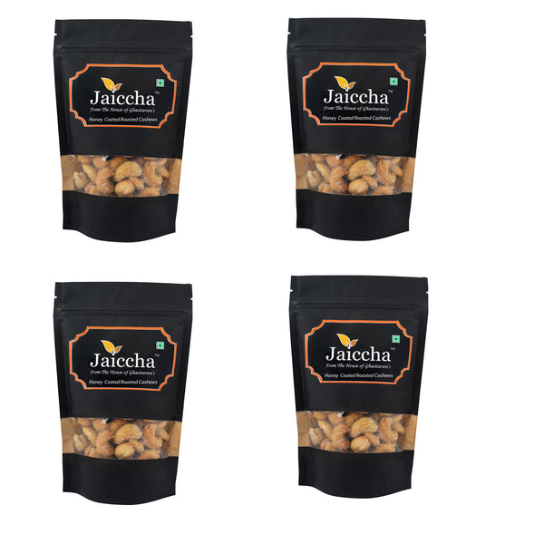 Honey Coated Roasted Cashews 200 gms in Black Paper Pouch