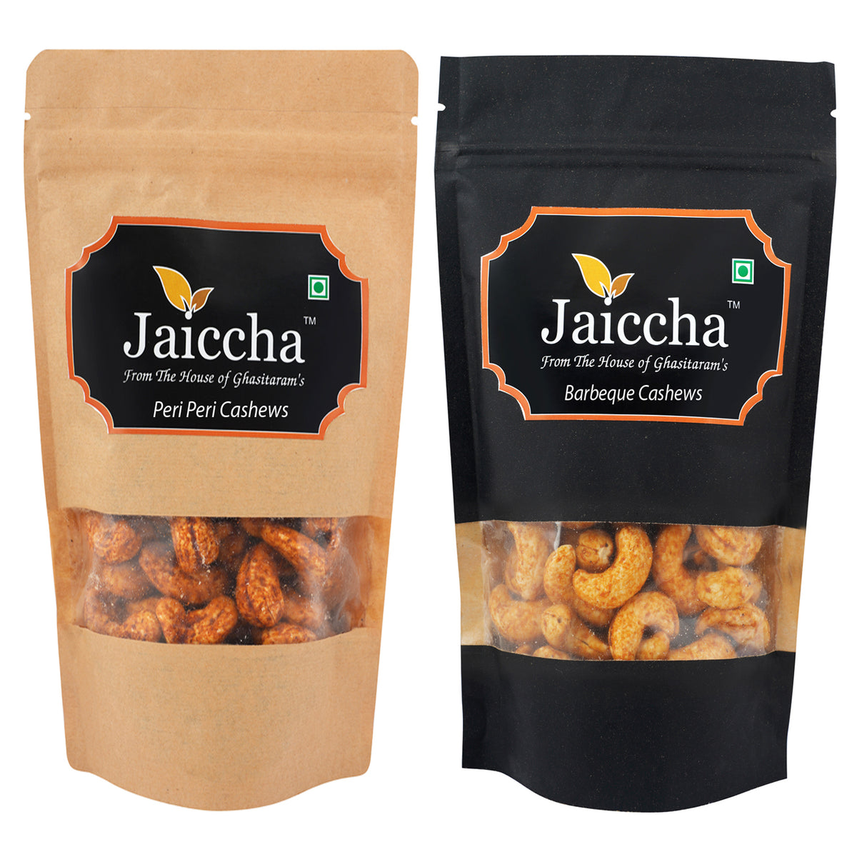 Pack of 2 Peri Peri, Barbeque Cashews Pouches small 200 gms