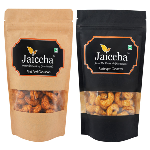 Pack of 2 Peri Peri, Barbeque Cashews Pouches small 200 gms