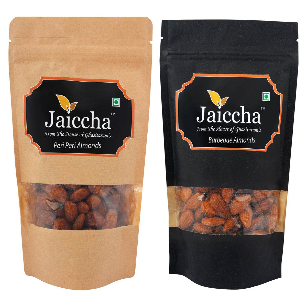 Pack of 2 Peri Peri, Barbeque Almonds Pouches small 200 gms