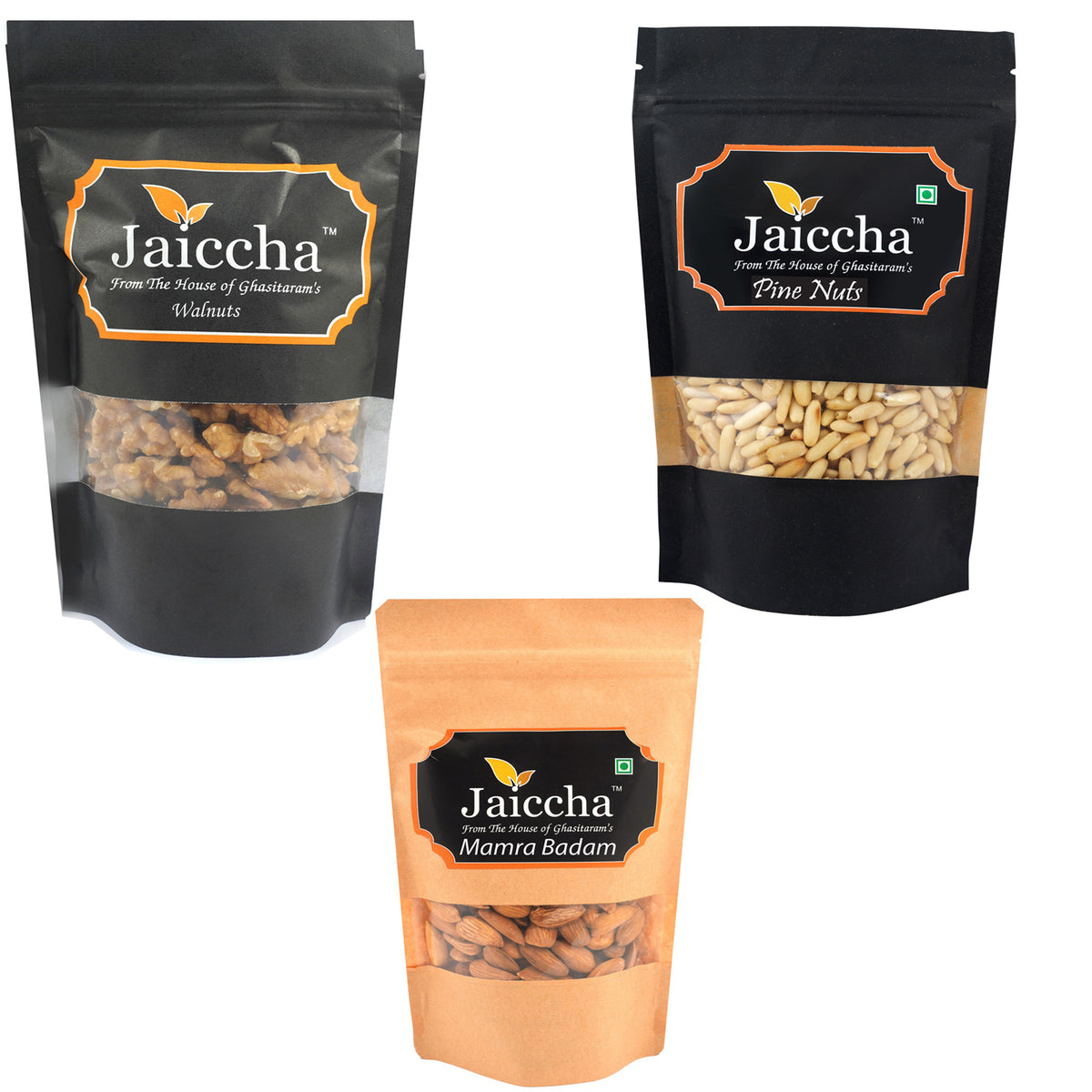 Pack of 3 Premium Dryfruits Pinenuts, Mamro almonds and Walnuts