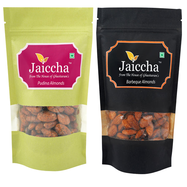 Pack of 2 Pudina, Barbeque Almonds Pouches small 200 gms