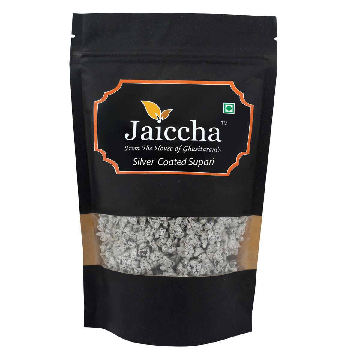 Silver Coated Supari 400 gms  in Black Paper Pouch