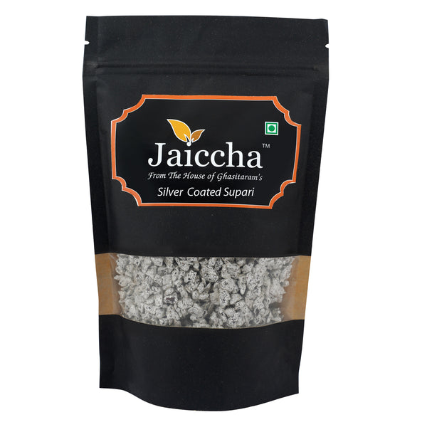 Silver Coated Supari 400 gms  in Black Paper Pouch
