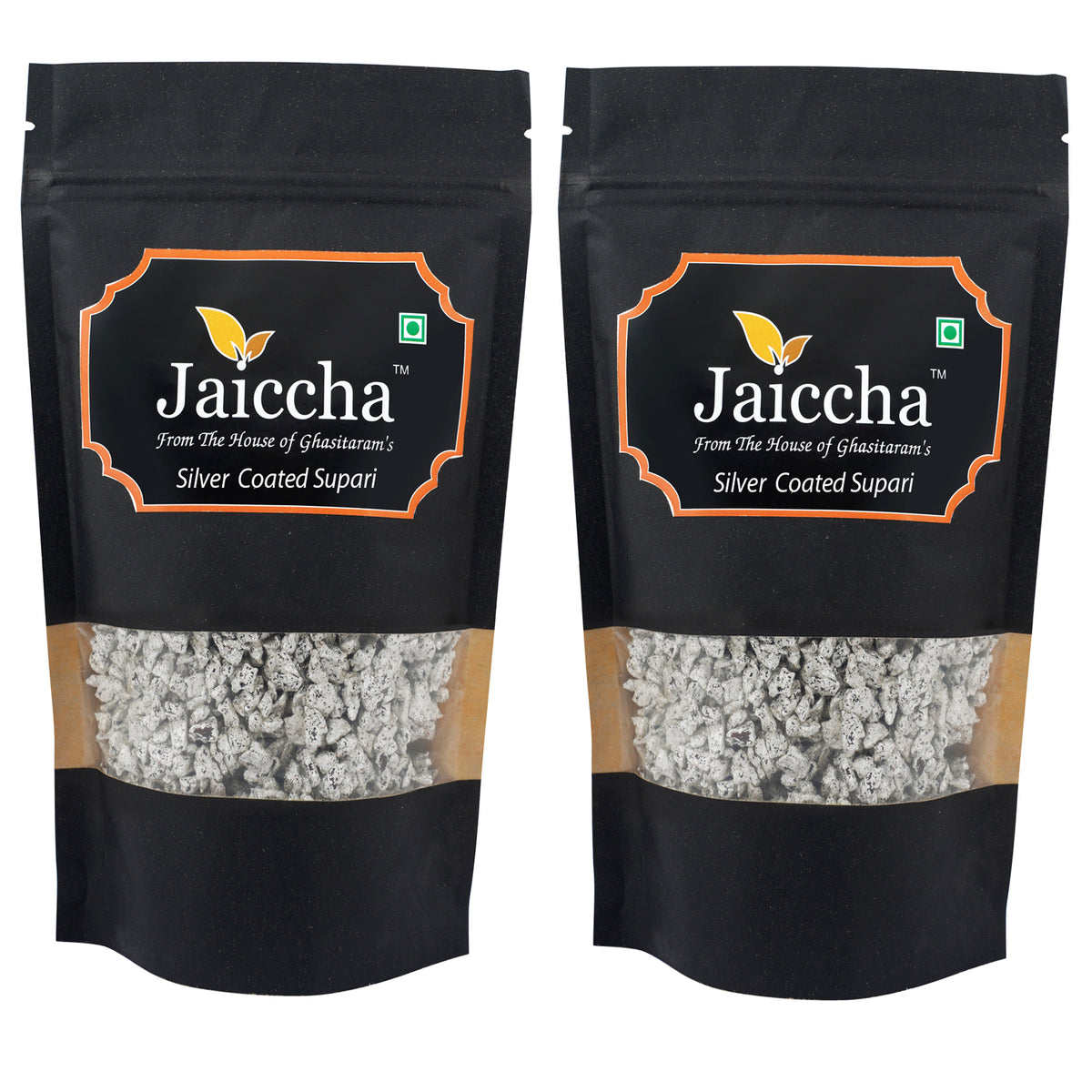 Silver Coated Supari 200 gms  in Black Paper Pouch