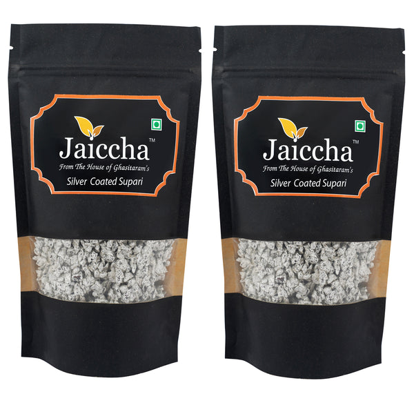 Silver Coated Supari 200 gms  in Black Paper Pouch