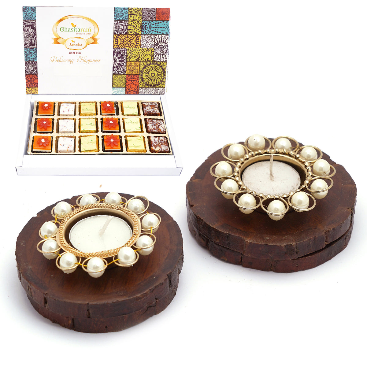 4 Coasters and T-Lites with Assorted Bites Box 18 Pcs
