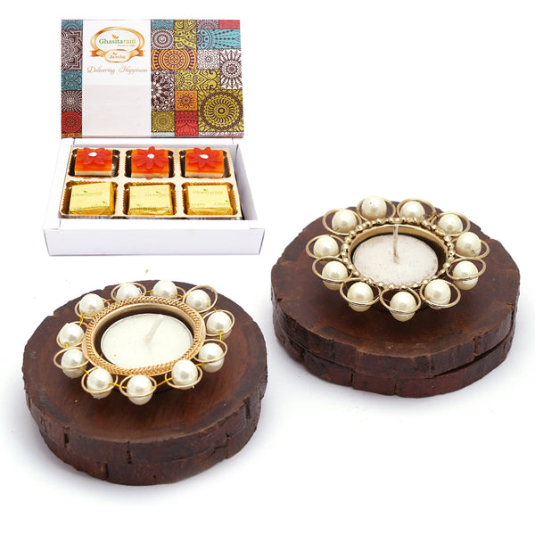 4 Coasters and T-Lites with Assorted Bites Box 6 Pcs