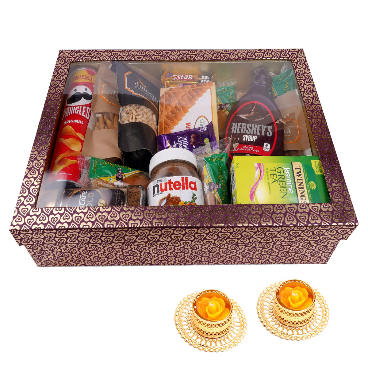 Big Hamper Box of 20 Goodies with Milk Cake with 2 t-lites