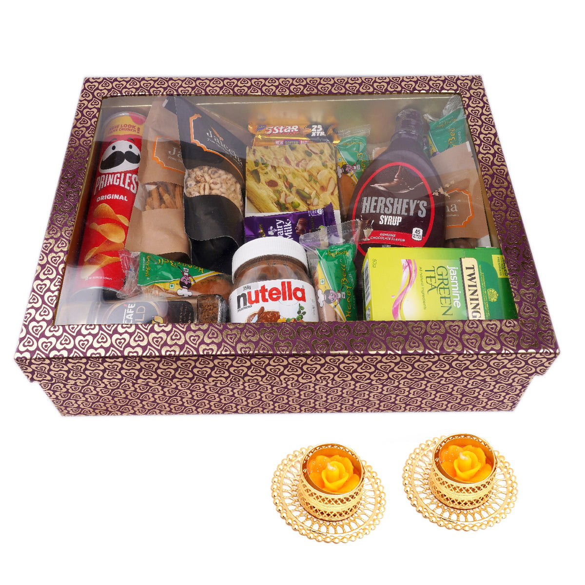 Big Hamper Box of 20 Goodies with Soan Papdi with 2 t-lites