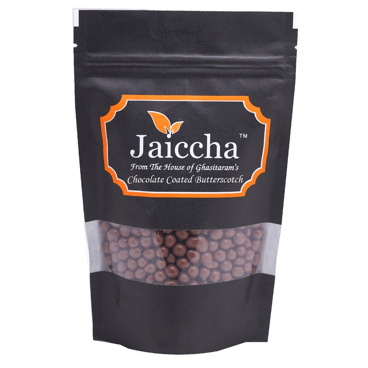 Chocolate Coated Butterscotch in Green Paper Pouch 200 gms