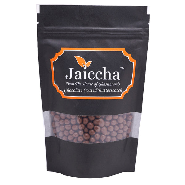 Chocolate Coated Butterscotch in Green Paper Pouch 200 gms