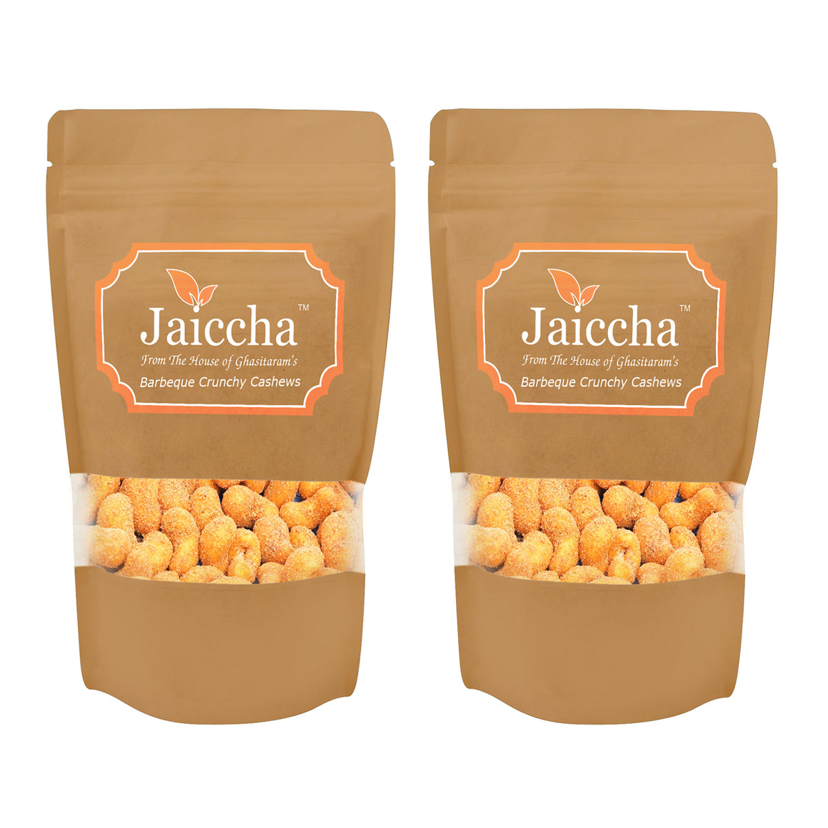 Barbeque Crunchy Coated  Cashews in Brown Paper Pouch 400 gms 