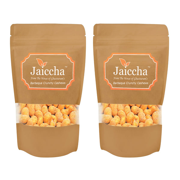 Barbeque Crunchy Coated  Cashews in Brown Paper Pouch 400 gms 