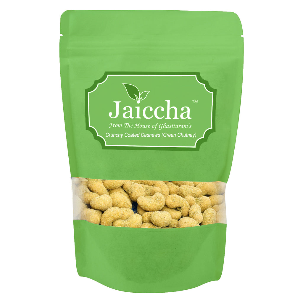 Green Chutney Crunchy Coated  Cashews in Green Paper Pouch200 gms 