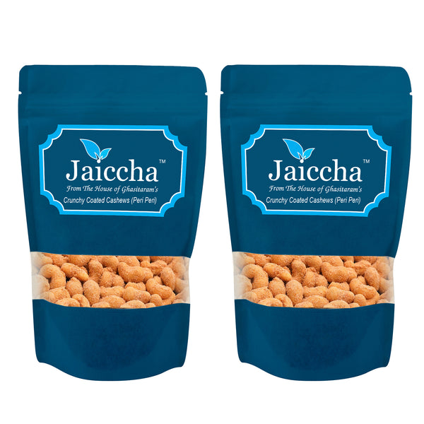 Peri Peri Crunchy Coated  Cashews in Blue Paper Pouch 400 gms  
