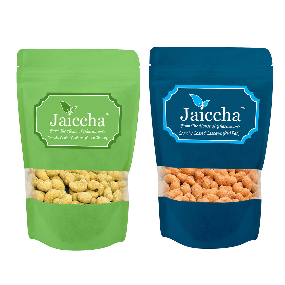 Pack of 2 Peri Peri and Green Chutney Crunchy Coated  Cashews 200 gms