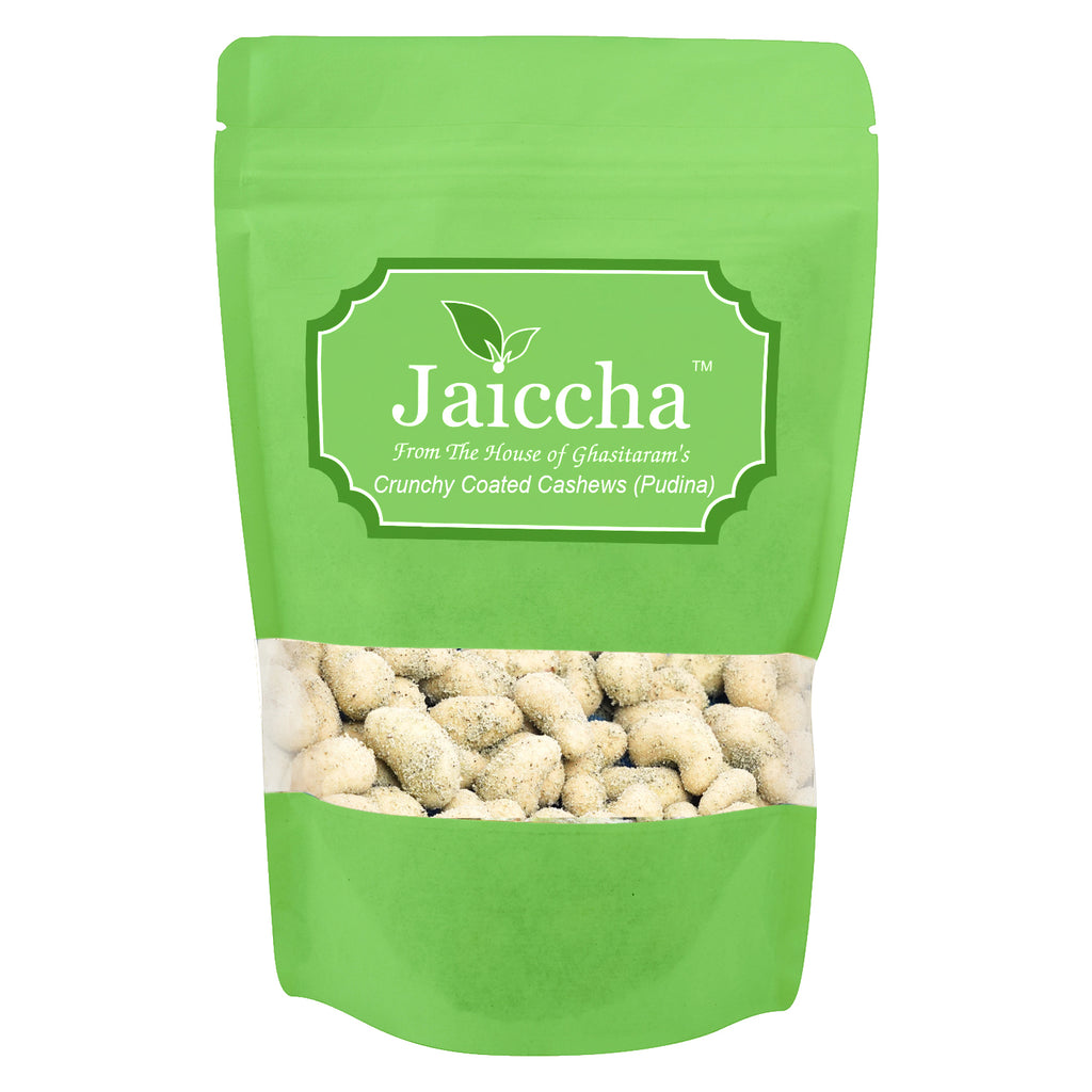 Pudina Crunchy Coated  Cashews in Green Paper Pouch 200 gms