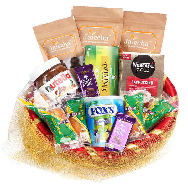 Golden Net Basket Hamper  of 20 Goodies
