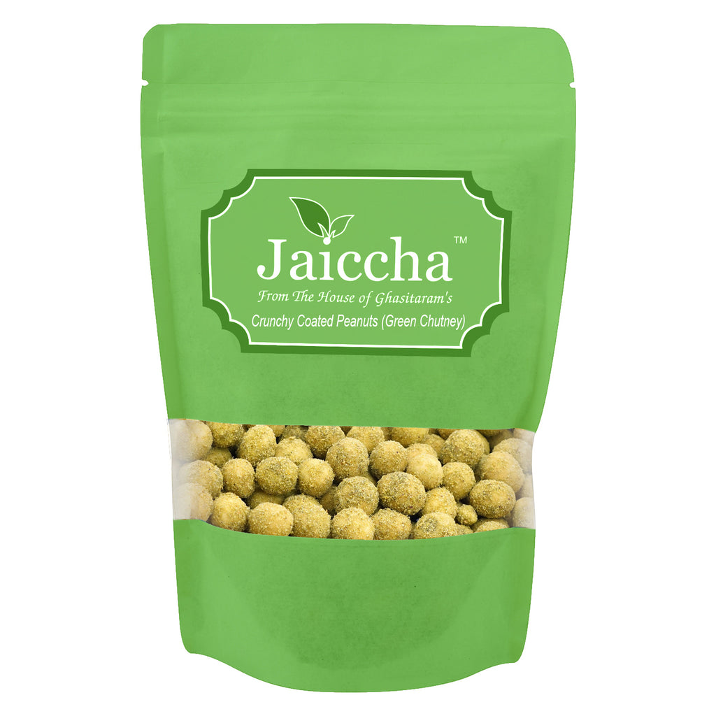 Green Chutney Crunchy Coated  Peanuts in Green Paper Pouch 200 gms 