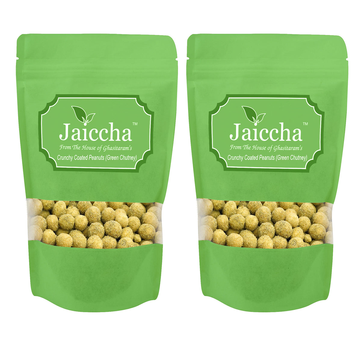 Green Chutney Crunchy Coated  Peanuts in Green Paper Pouch 400 gms 