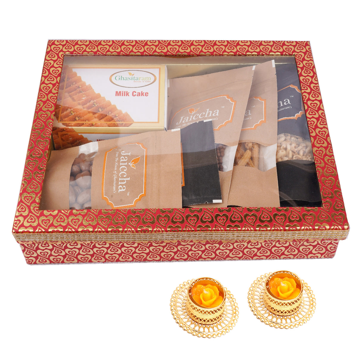 Hamper Box 6 Goodies with Milk Cakes with 2 t-lites