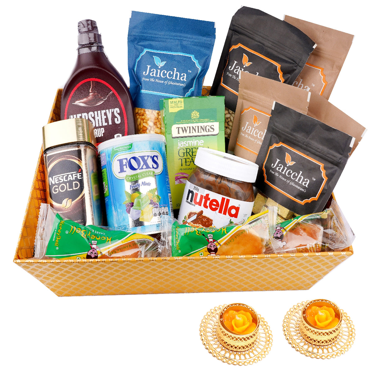 Perfect Big Basket of  16 Goodies with 2 t-lites