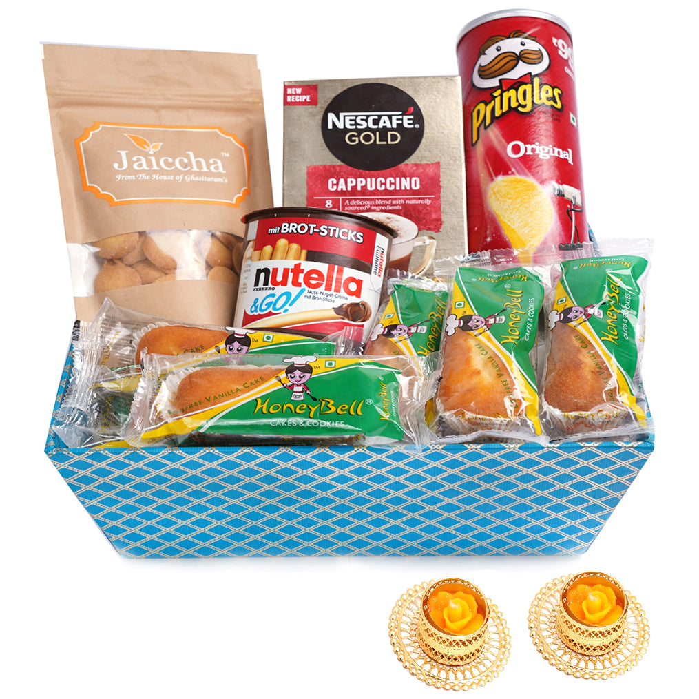 Perfect Coffee Time Basket Hamper with 2 t-lites