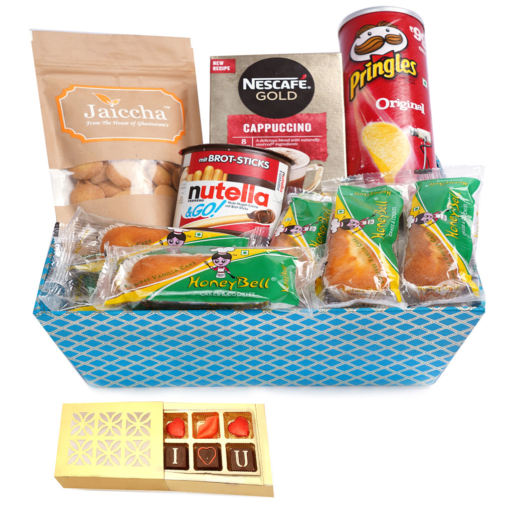 Valentine Gifts-Perfect Coffee Time Basket Hamper With Chocolate box