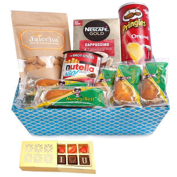 Valentine Gifts-Perfect Coffee Time Basket Hamper With Chocolate box