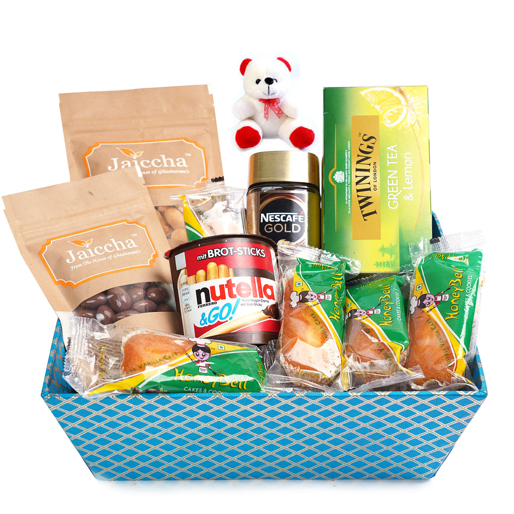 Valentine Gifts-Perfect Tea/ Coffee Time Basket Hamper With Teddy