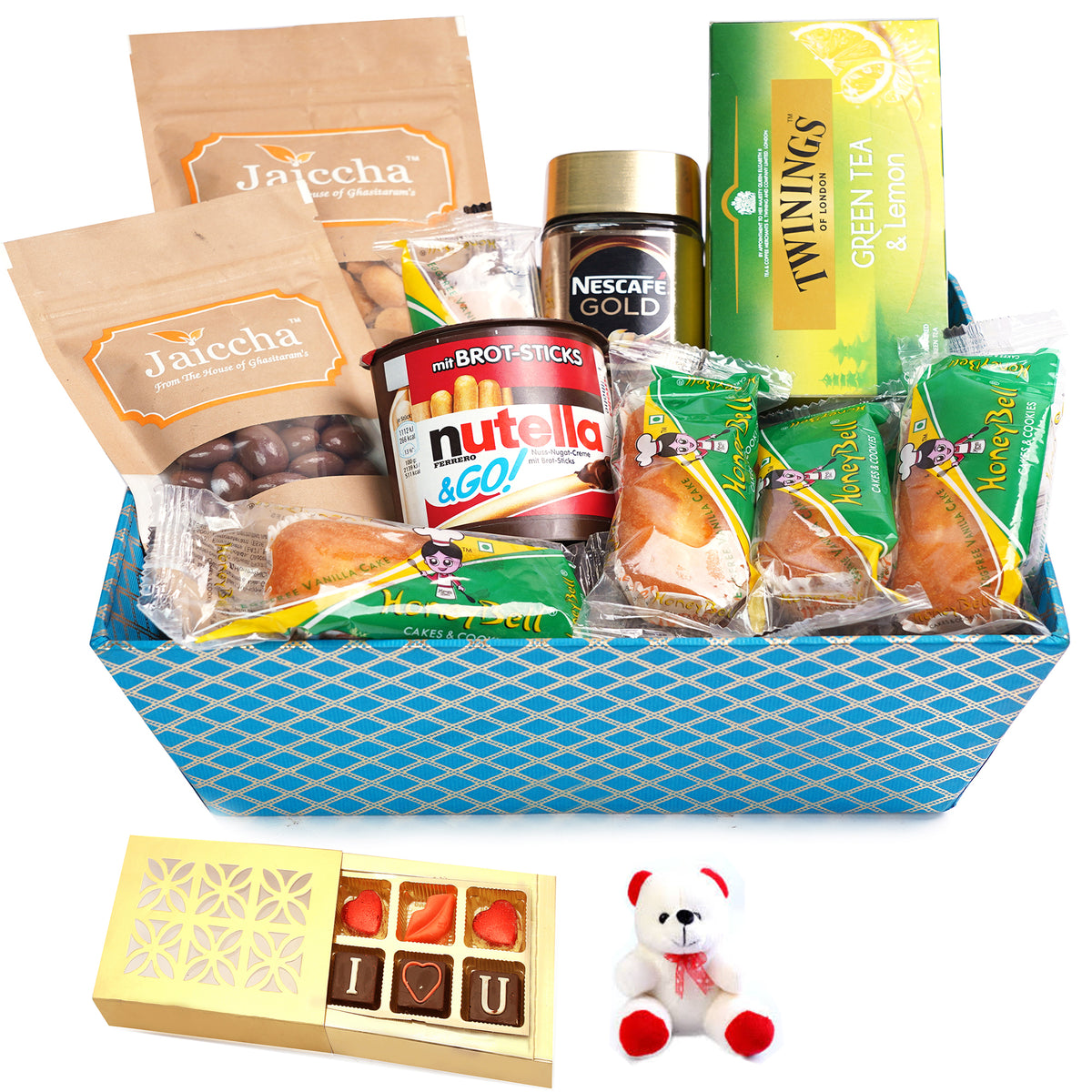 Valentine Gifts-Perfect Tea/ Coffee Time Basket Hamper With Teddy and Chocolate box