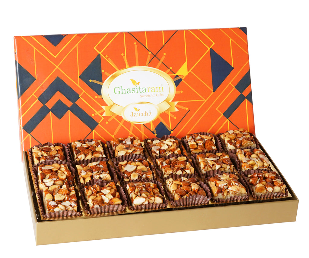 Diwali Gifts-Sweets-Sugarfree Almond Delight in Designer Box 18 pcs