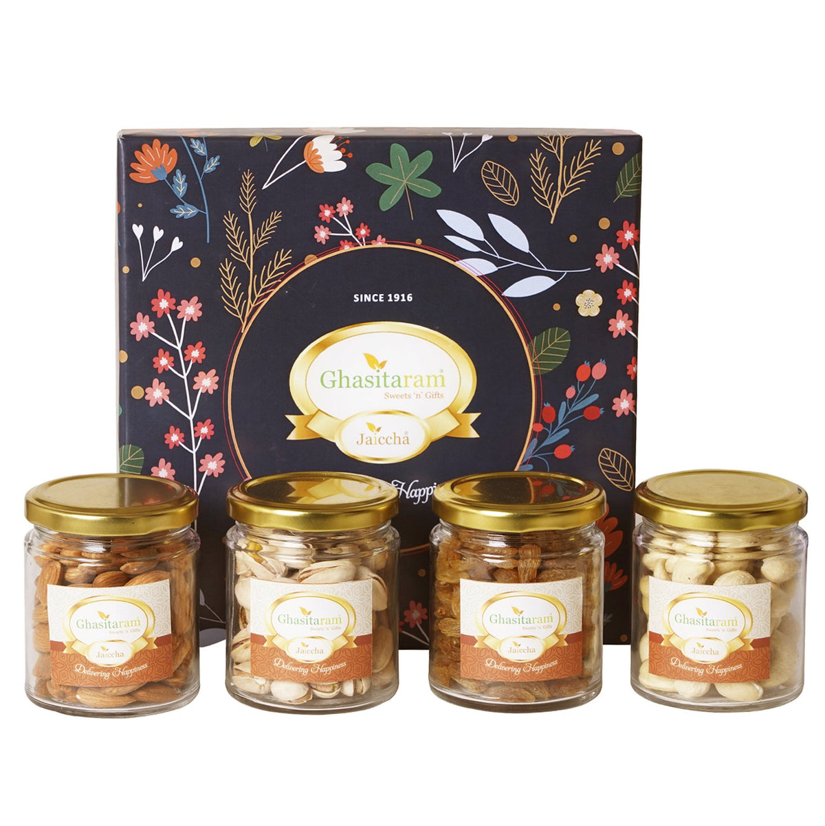 Ghasitaram Hamper Box  with Dryfruit Jars 